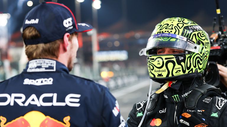 Max Verstappen and Lando Norris after the 2025 Abu Dhabi GP (Red Bull Content Pool)