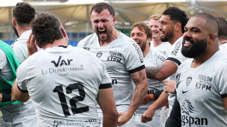 RC Toulon celebrate after beating Glasgow Warriors in the Investec Champions Cup match
