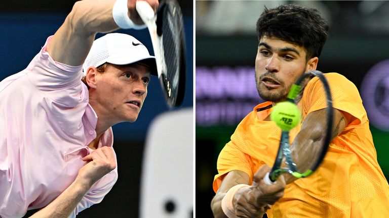 Jannik Sinner and Carlos Alcaraz (mpi04/MediaPunch /IPX, Charles Baus/Cal Sport Media via AP Images)