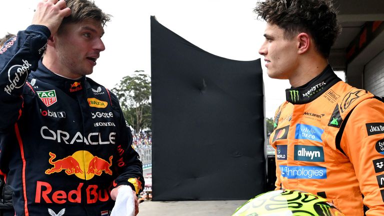 Max Verstappen and Lando Norris after the Sao Paulo GP